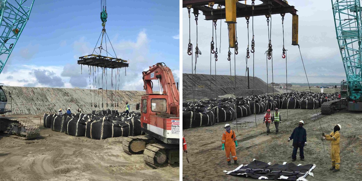 Tubos geotêxteis em resposta a catástrofes: soluções rápidas para a proteção contra inundações.