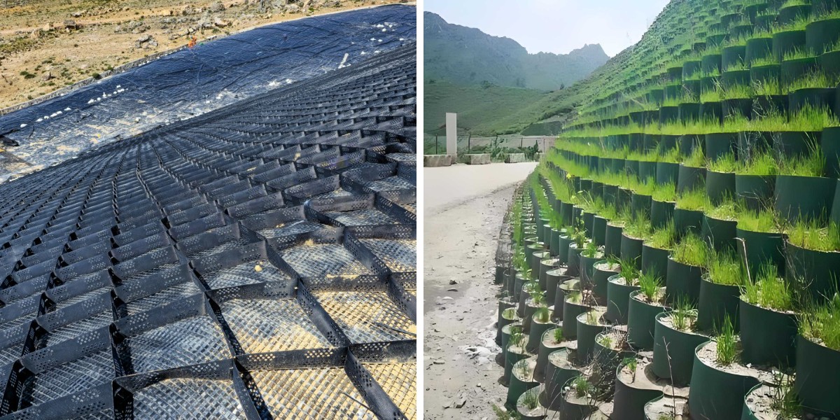 Combinações de geocélulas e geotêxteis para proteção de taludes: maximizar a filtração e a estabilidade.