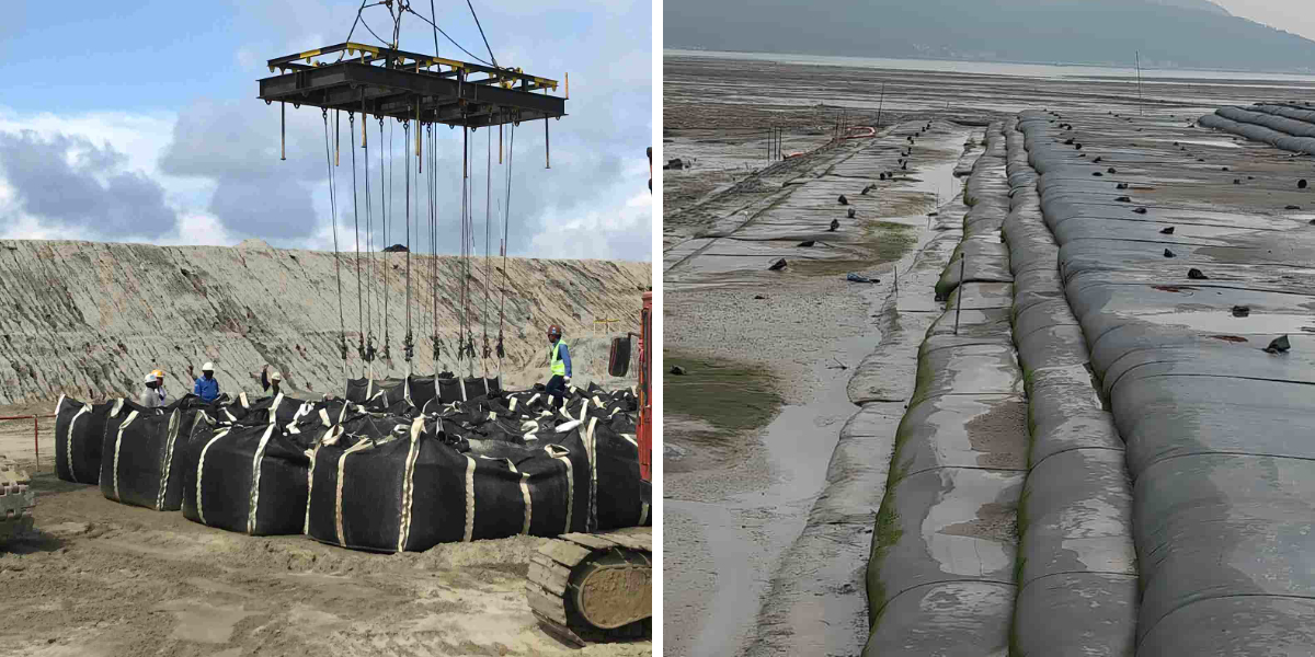 Geotubos de deshidratación frente a filtros de arena: una comparación de eficiencia para el control de sedimentos en la construcción.