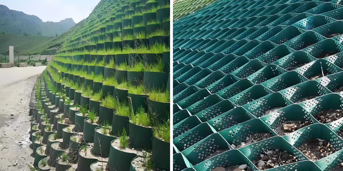 Geocélula em PEAD para estabilização de parques de estacionamento e entradas de garagem: durável e de baixa manutenção. Geocélula em PEAD para estabilização de parques de estacionamento e entradas de garagem: durável e de baixa manutenção.