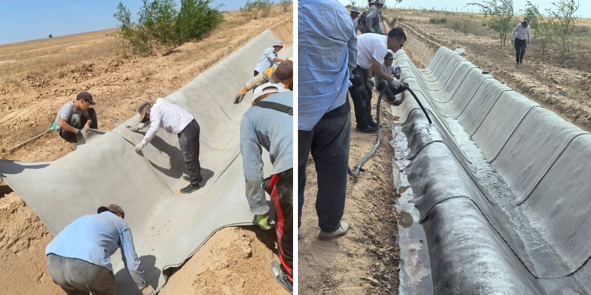 Manta de cimento para controlo da erosão: margens de rios, taludes e proteção costeira.