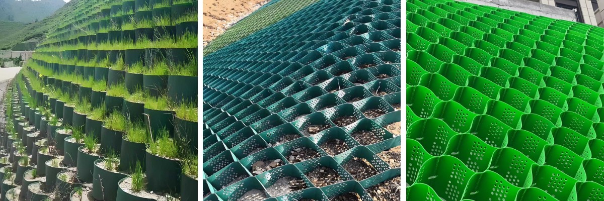 Estabelecimento da vegetação em geocélulas: sementeira, hidrosementeira e dicas de manutenção.