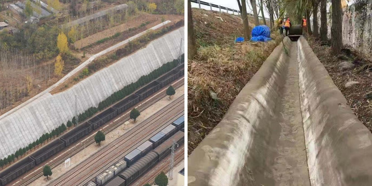 Manta de cimento para controlo da erosão: margens de rios, taludes e proteção costeira.