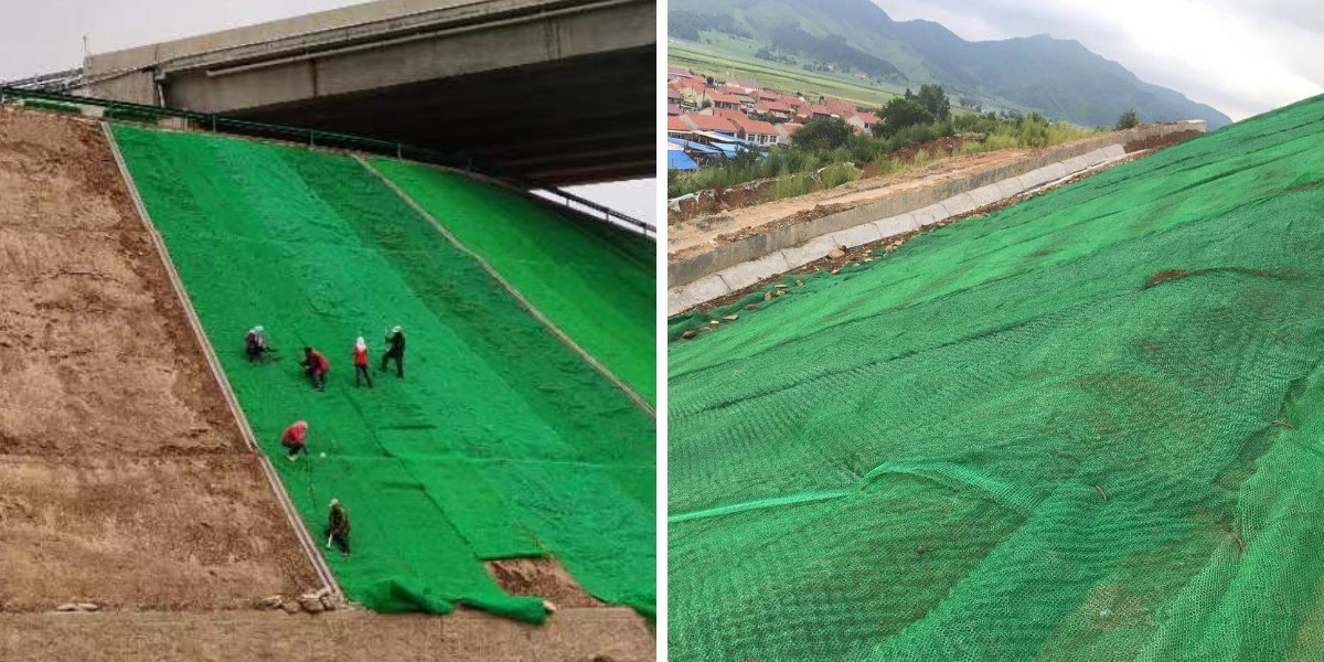 Park Drainage Ditch Anti-Erosion Treatment with 3D Geomat