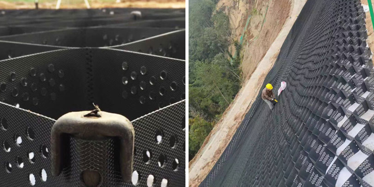 Combinações de geocélulas e geotêxteis para proteção de taludes: maximizar a filtração e a estabilidade.