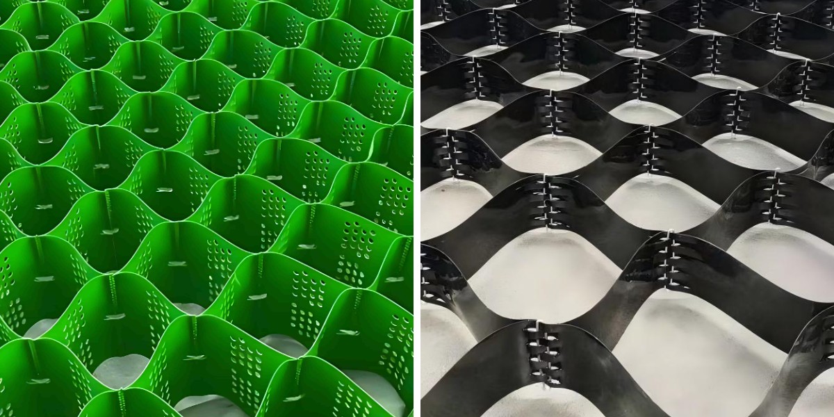 Geocélula em PEAD para estabilização de parques de estacionamento e entradas de garagem: durável e de baixa manutenção. Geocélula em PEAD para estabilização de parques de estacionamento e entradas de garagem: durável e de baixa manutenção.