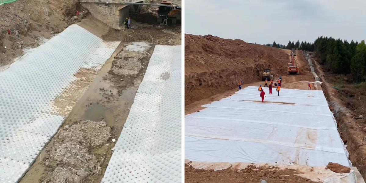 ポリプロピレン織布ジオテキスタイルを用いた土壌安定化および分離