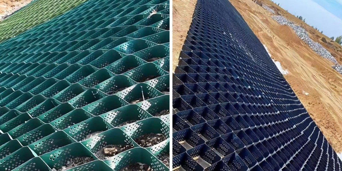 استعادة المنحدرات الخضراء البيئية بنظام الخلايا الجغرافية المصنوعة من البولي إيثيلين عالي الكثافة المكسو بالغطاء النباتي
