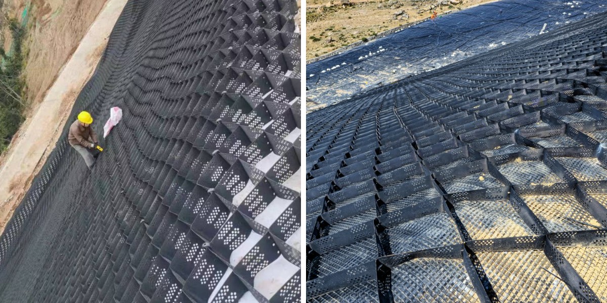 HDPE-Geozellen für Ufer- und Kanalsicherung zum Schutz vor Ausspülung HDPE-Geozellen für Ufer- und Kanalsicherung zum Schutz vor Ausspülung
