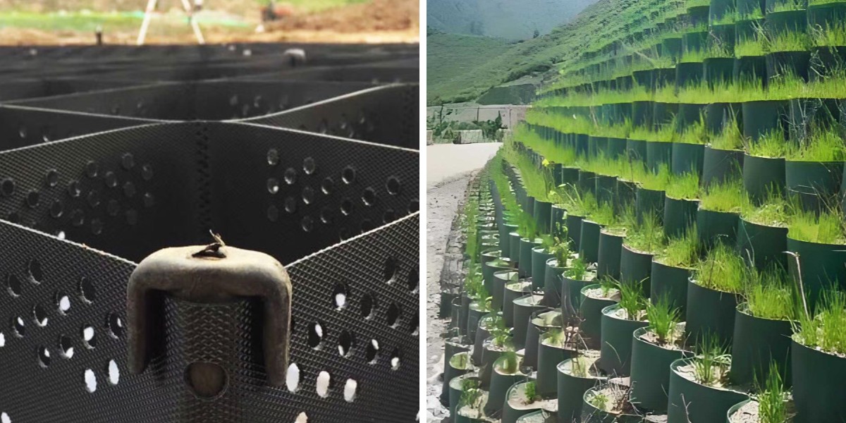 ジオセルとジオグリッドのハイブリッドシステム:急斜面における荷重分散の強化 ジオセルとジオグリッドのハイブリッドシステム:急斜面における荷重分散の強化