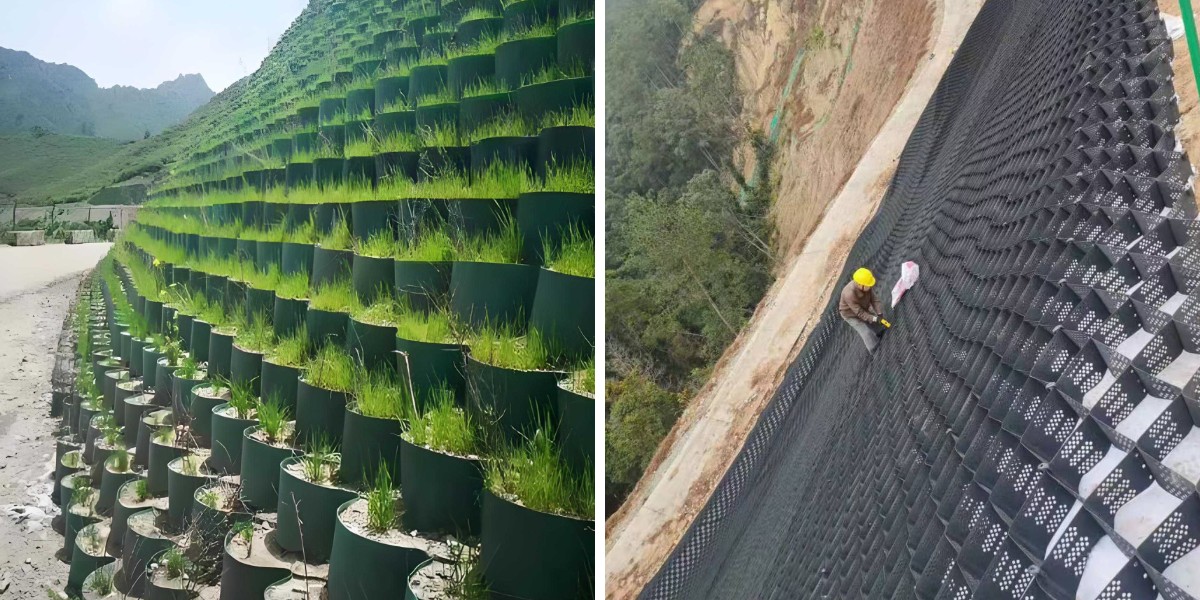 التطبيق العملي للخلايا الأرضية HDPE في مشاريع حماية المنحدرات التطبيق العملي للخلايا الأرضية HDPE في مشاريع حماية المنحدرات