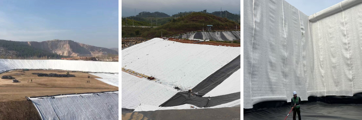 連続バリアのためのジオテキスタイルの重ね合わせと接合方法