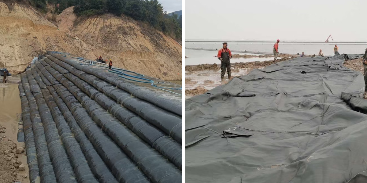 Tubos geotêxteis em resposta a catástrofes: soluções rápidas para a proteção contra inundações.