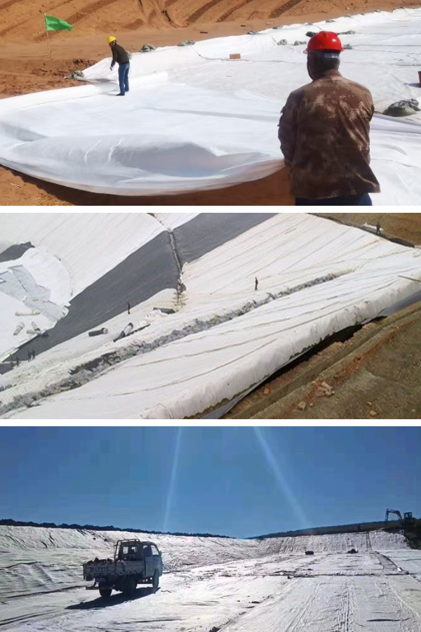 Métodos de superposición y costura de geotextiles para una barrera continua