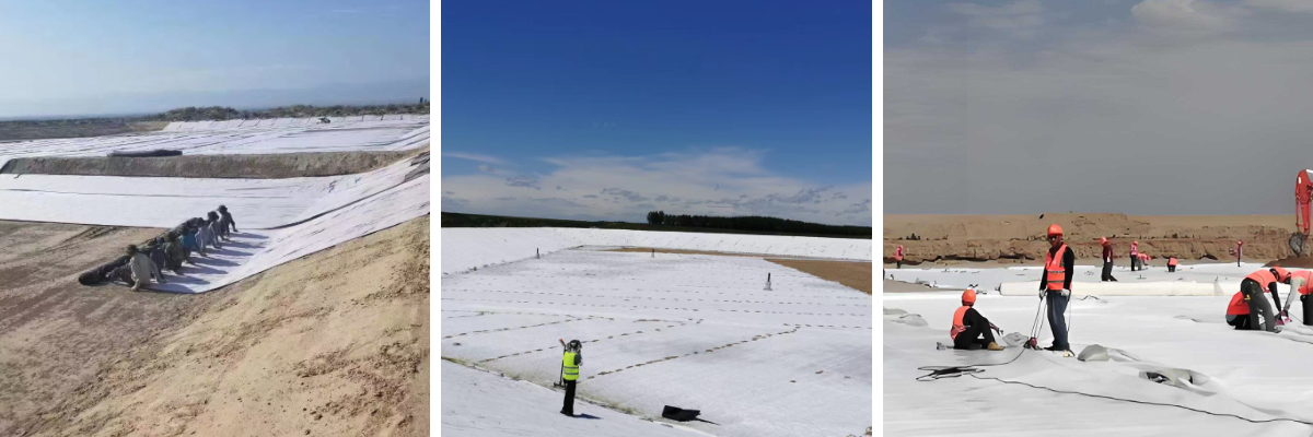 Métodos de superposición y costura de geotextiles para una barrera continua