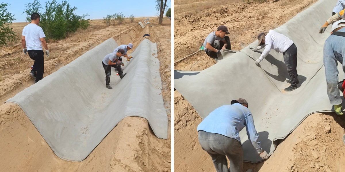 Ткань, пропитанная бетоном