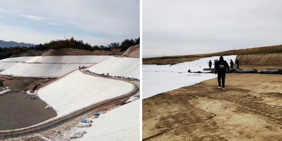 Métodos de superposición y costura de geotextiles para una barrera continua