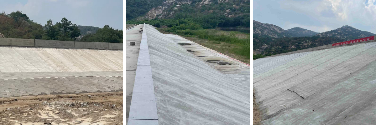 Soluciones fiables para el revestimiento de vertederos y estanques, utilizando mantas de cemento de alta resistencia.